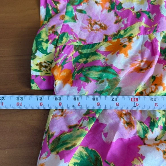 SALE Emily Wonder Womens Floral Print Short Sleeve‎ Button Back Tunic Top Size L - Picture 4 of 7